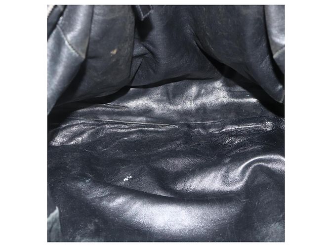 PRADA Tote Bag Leder Schwarz Silber Auth 178161 - Ansicht 11