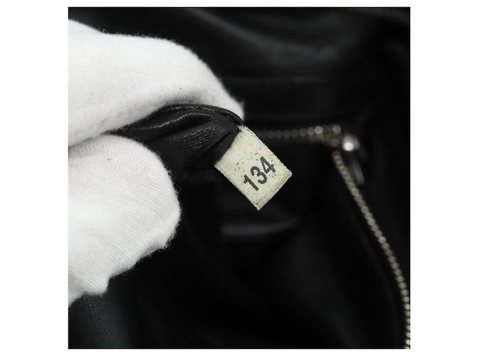 PRADA Tote Bag Leder Schwarz Silber Auth 178161 - Ansicht 12