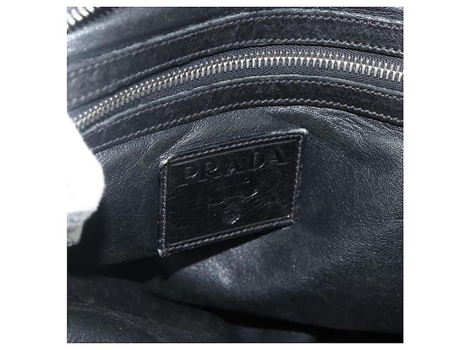 PRADA Tote Bag Leder Schwarz Silber Auth 178161 - Ansicht 19