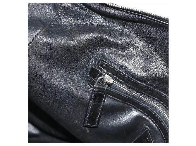 PRADA Tote Bag Leder Schwarz Silber Auth 178161 - Ansicht 22