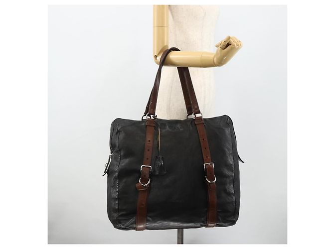 PRADA Tote Bag Leder Schwarz Silber Auth 178161 - Ansicht 24