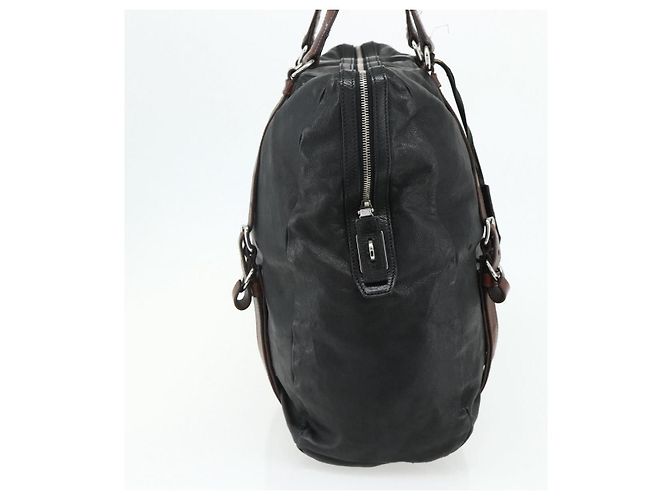 PRADA Tote Bag Leder Schwarz Silber Auth 178161 - Ansicht 3