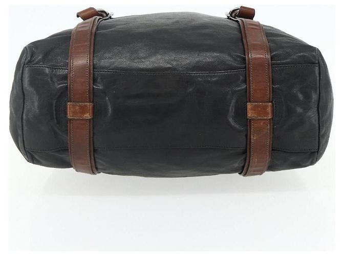 PRADA Tote Bag Leder Schwarz Silber Auth 178161 - Ansicht 5