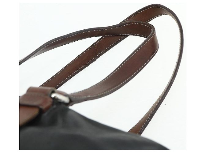 PRADA Tote Bag Leder Schwarz Silber Auth 178161 - Ansicht 8