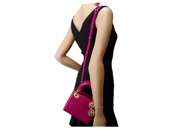 Borsa Lady Dior Crocodile Rosa - 103491 - vista 13