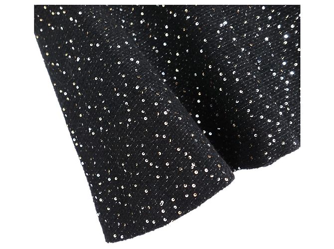Chanel Mini gonna svasata in tweed con paillettes Fall 2002 Nero - vista 3