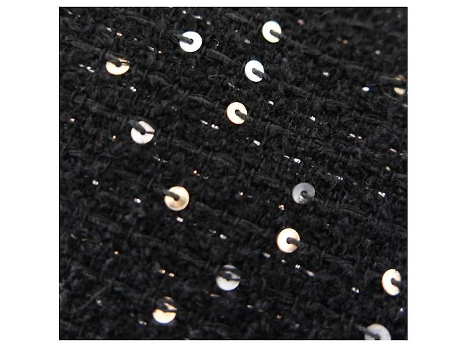 Chanel Mini gonna svasata in tweed con paillettes Fall 2002 Nero - vista 7