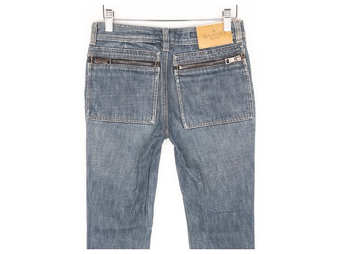 Gucci von Tom Ford SS02 Flared Sanded Bootcut Denim Jeans Blau - Ansicht 4