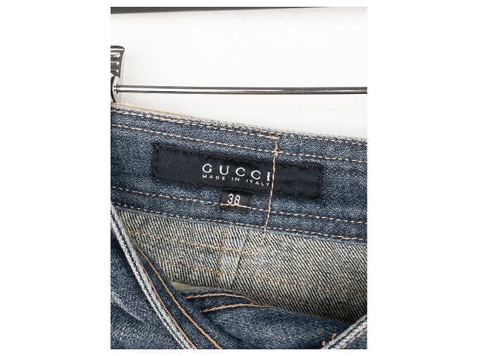 Gucci von Tom Ford SS02 Flared Sanded Bootcut Denim Jeans Blau - Ansicht 6