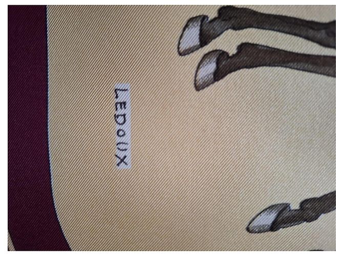 Carré Hermès Coach and Saddle 90 cm Seta Beige Bordò - vista 4