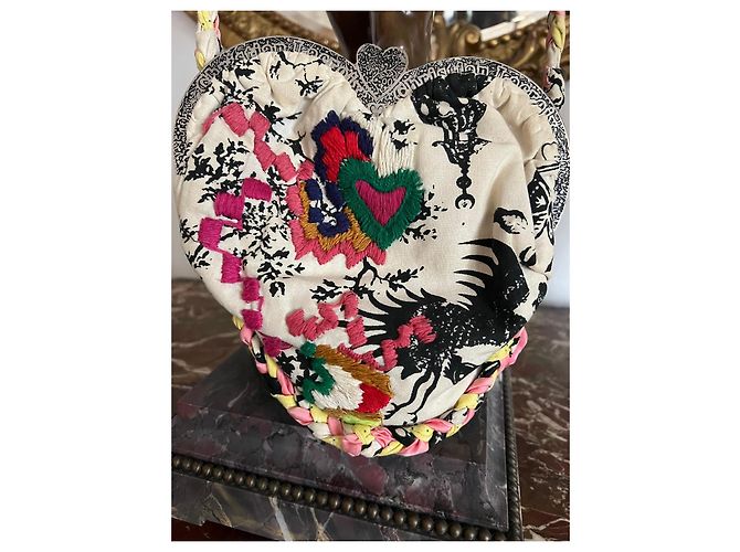 Christian Lacroix Herzförmige Handtasche Schwarz Pink Weiß Blau Mehrfarben Grün Gelb - Ansicht 4