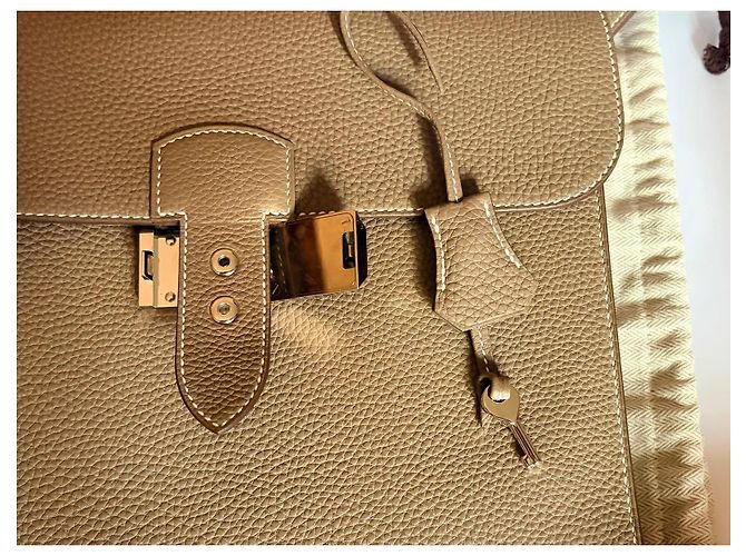 Borsa Saddle Hermès in pelle beige Sabbia - vista 3