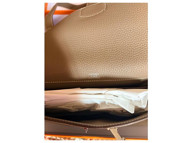 Borsa Saddle Hermès in pelle beige Sabbia - vista 5