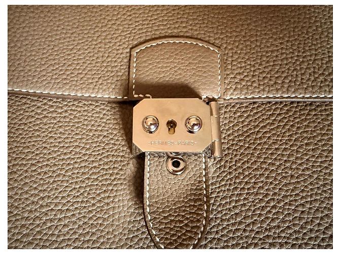 Borsa Saddle Hermès in pelle beige Sabbia - vista 7