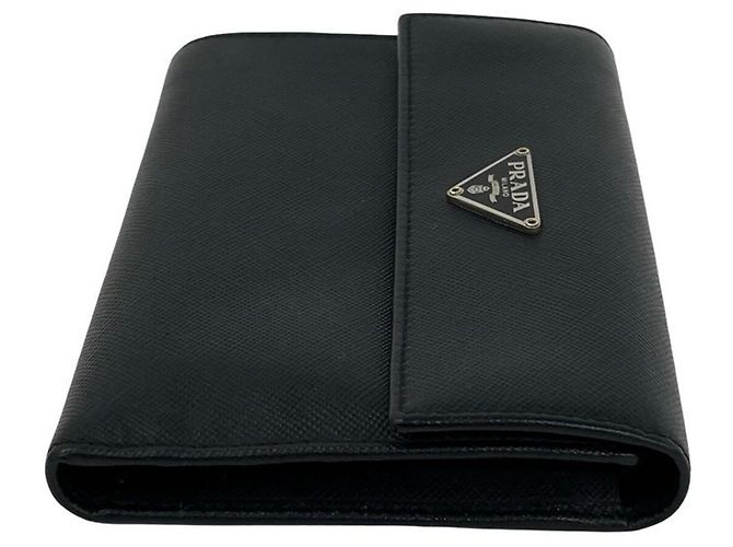 Prada Tri-Fold Wallet aus schwarzem Saffiano-Leder - Ansicht 5