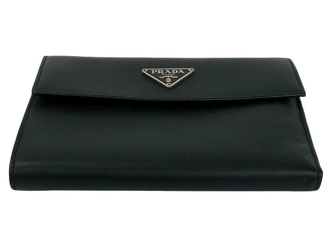 Prada Tri-Fold Wallet aus schwarzem Saffiano-Leder - Ansicht 6