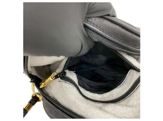 Gucci Vintage Micro GG Logo Leder Schultertasche Schwarz - Ansicht 10