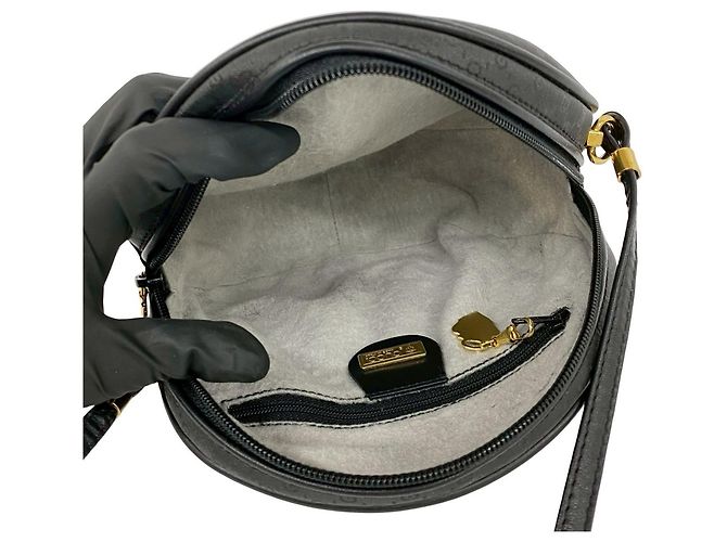 Gucci Vintage Micro GG Logo Leder Schultertasche Schwarz - Ansicht 9