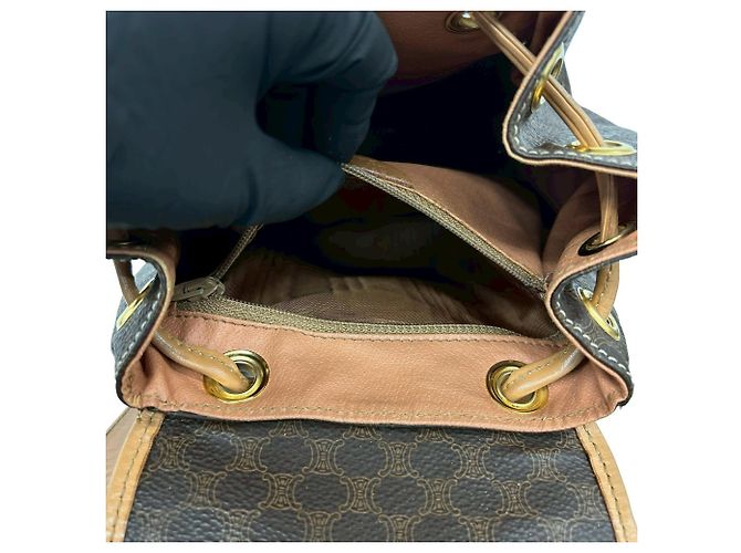 Céline Celine Vintage Macadam Blazon Triomphe Leder Rucksack Braun - Ansicht 10