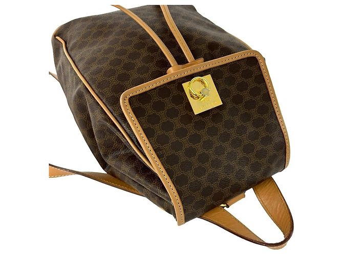 Céline Celine Vintage Macadam Blazon Triomphe Leder Rucksack Braun - Ansicht 4