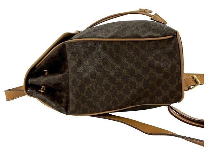 Céline Celine Vintage Macadam Blazon Triomphe Leder Rucksack Braun - Ansicht 5
