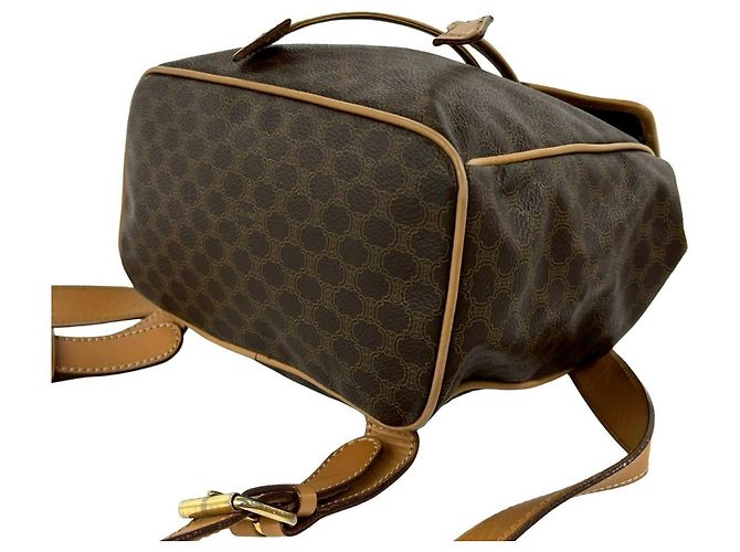 Céline Celine Vintage Macadam Blazon Triomphe Leder Rucksack Braun - Ansicht 8