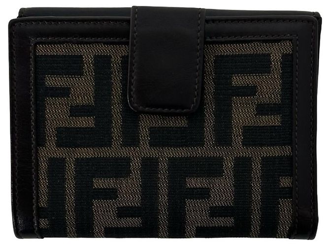 Fendi Vintage Zucca FF Pattern Bi-Fold Wallet Brown Black - view 2
