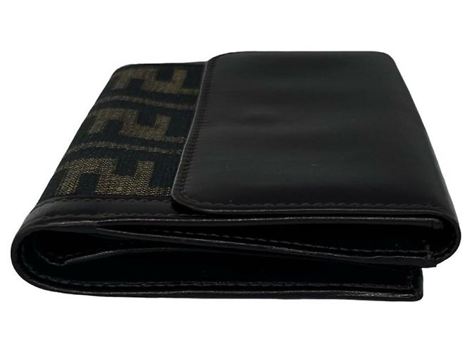 Fendi Vintage Zucca FF Pattern Bi-Fold Wallet Brown Black - view 4