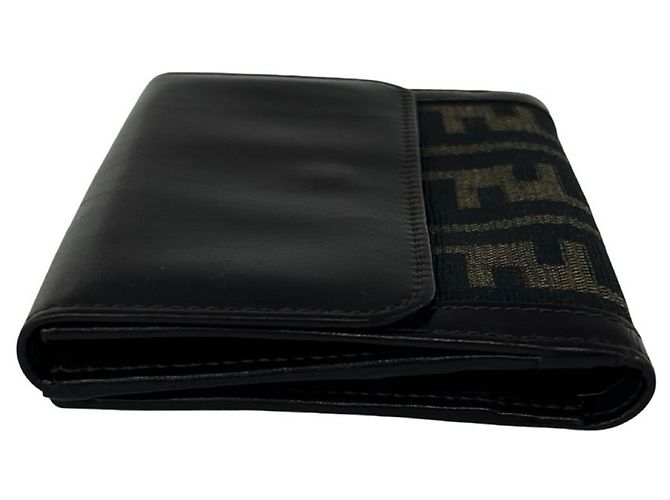 Fendi Vintage Zucca FF Pattern Bi-Fold Wallet Brown Black - view 5