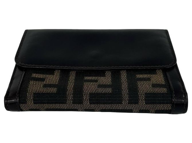 Fendi Vintage Zucca FF Pattern Bi-Fold Wallet Brown Black - view 6