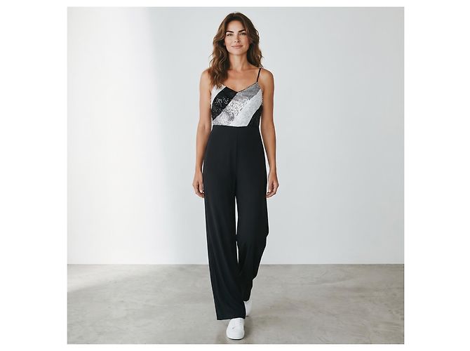 Mono American Retro con lentejuelas Negro Metálico - vista 3