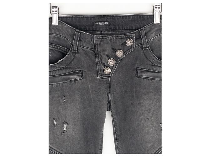 Balmain by Decarnin AW10 Flared Napoleon Biker Denim Jeans - vista 3
