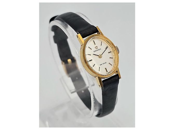 Omega De Ville vergoldete Damenuhr Schwarz Golden - Ansicht 3
