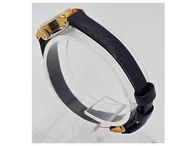 Omega De Ville vergoldete Damenuhr Schwarz Golden - Ansicht 4