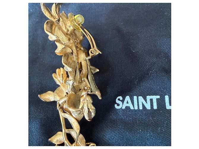 Saint Laurent Orecchini a Clip XXL Fiori Dorati D'oro - vista 6