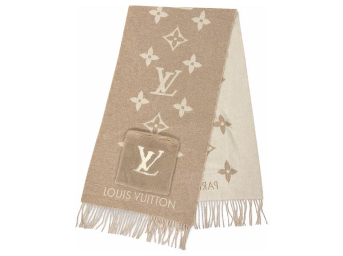 Stola in cashmere e pelliccia di visone beige Louis Vuitton - vista 3