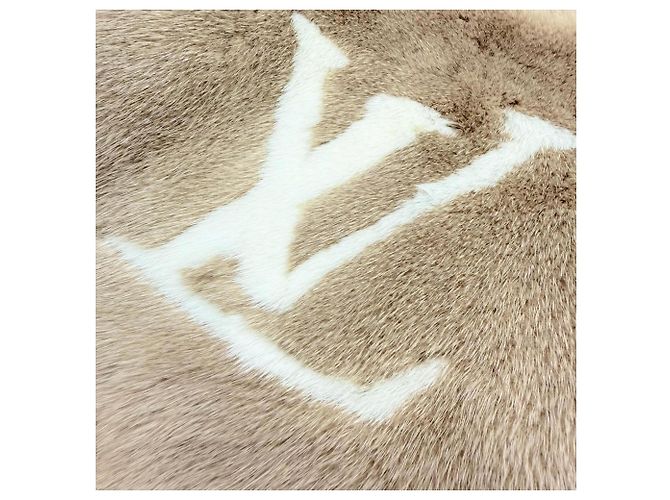 Stola in cashmere e pelliccia di visone beige Louis Vuitton - vista 5