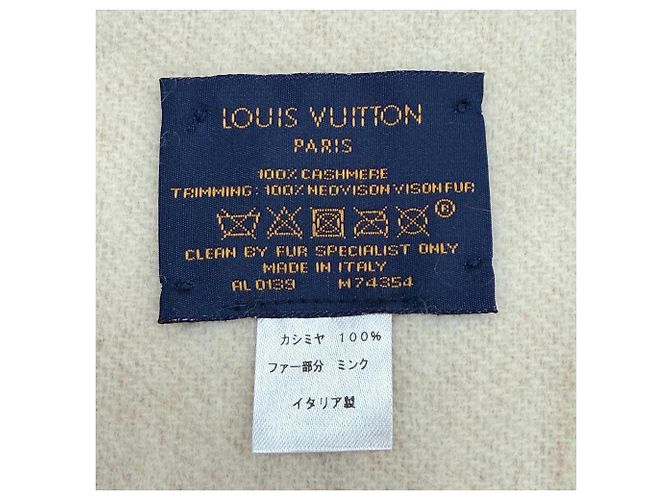 Stola in cashmere e pelliccia di visone beige Louis Vuitton - vista 8