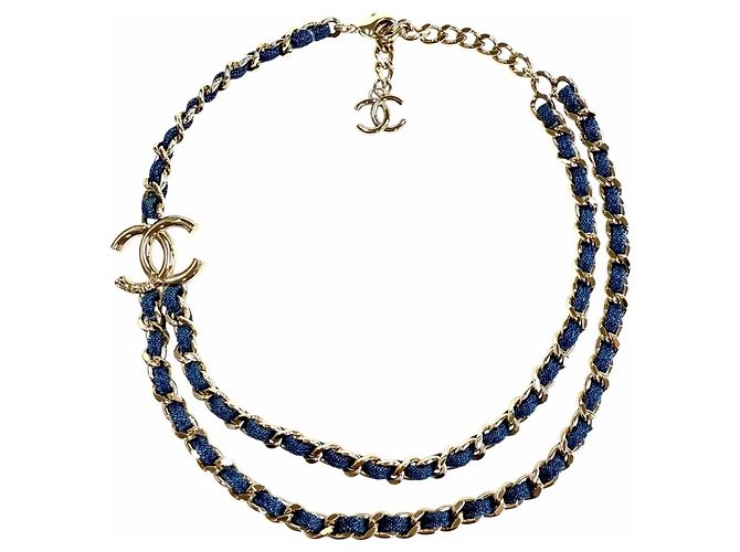 Collana a Doppia Catena con Logo Coco di Chanel Blu - vista 2