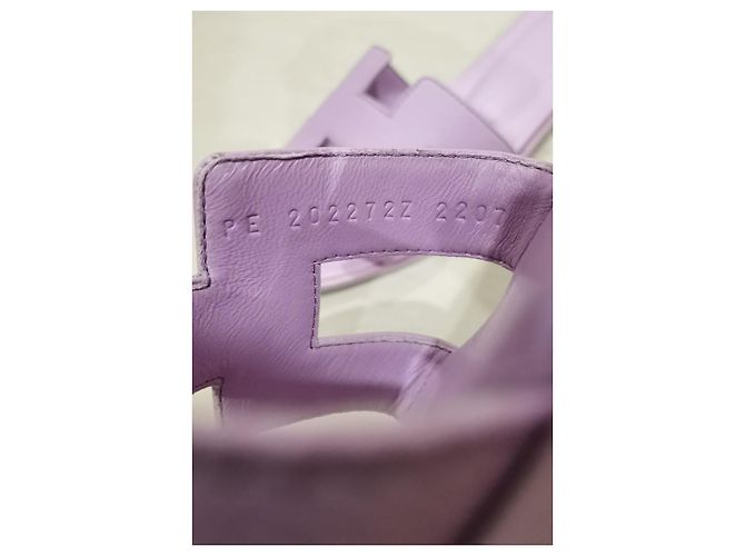 Hermès Sandali Oran in pelle Epsom Porpora - vista 10