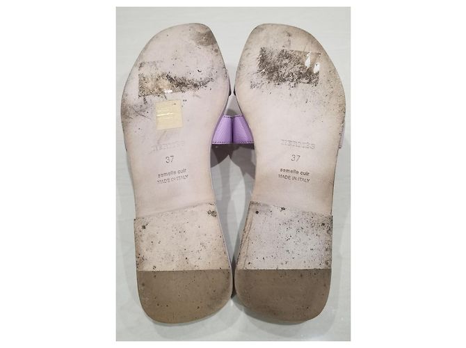 Hermès Sandali Oran in pelle Epsom Porpora - vista 11