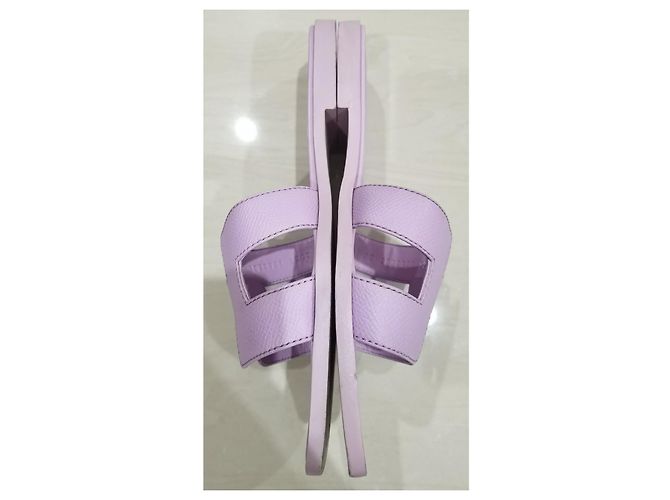 Hermès Sandali Oran in pelle Epsom Porpora - vista 5