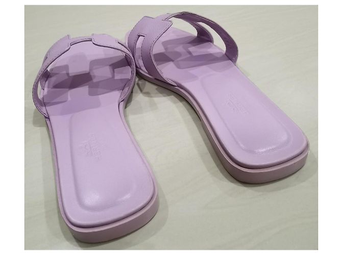 Hermès Sandali Oran in pelle Epsom Porpora - vista 6