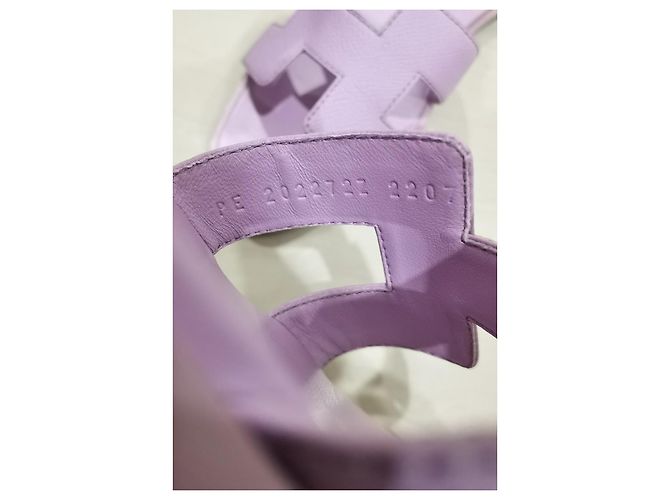 Hermès Sandali Oran in pelle Epsom Porpora - vista 9
