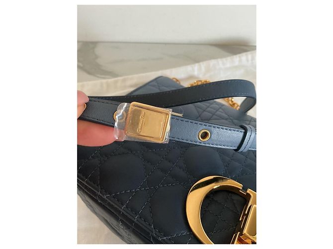 Borsa Dior Caro in pelle blu degradé - vista 10