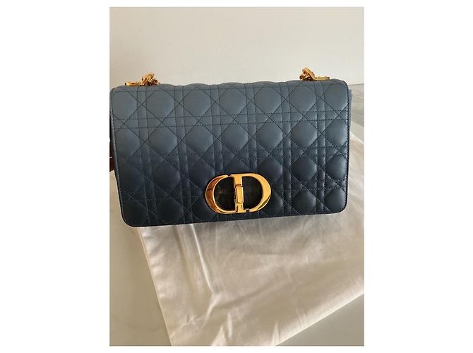 Borsa Dior Caro in pelle blu degradé - vista 12