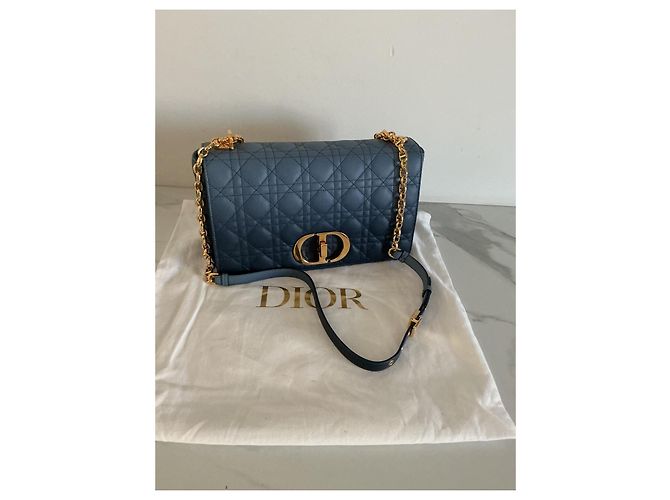 Borsa Dior Caro in pelle blu degradé - vista 3