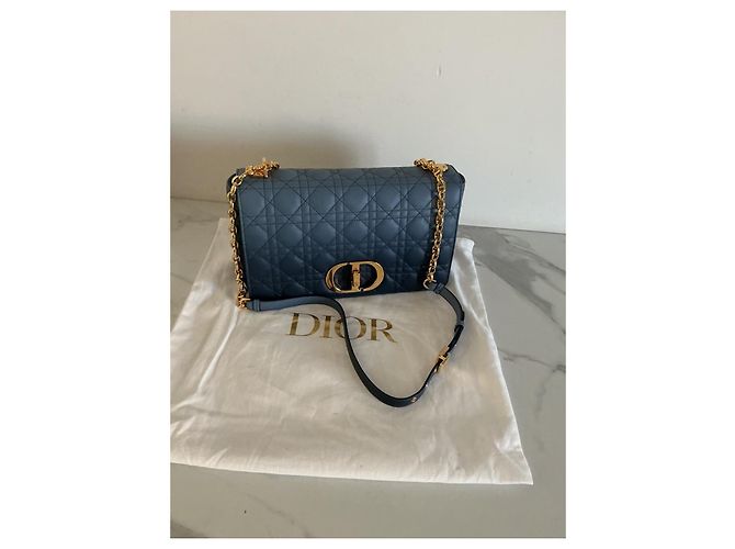 Borsa Dior Caro in pelle blu degradé - vista 4