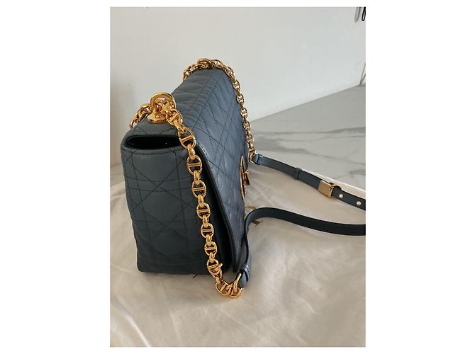 Borsa Dior Caro in pelle blu degradé - vista 7