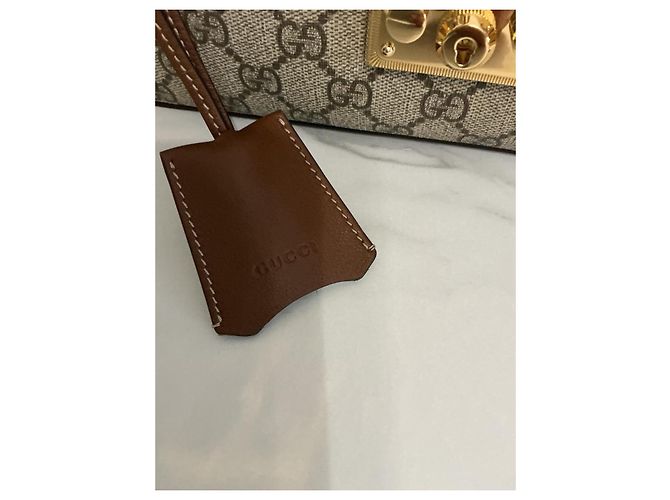 Gucci Borsa Padlock in tela GG Supreme e pelle Marrone Beige - vista 3